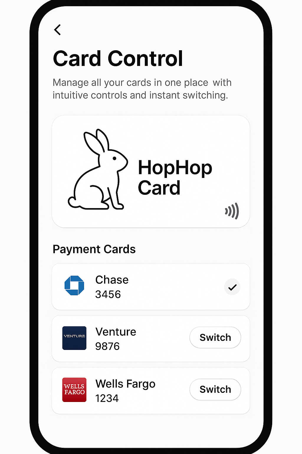 Card Control Screen