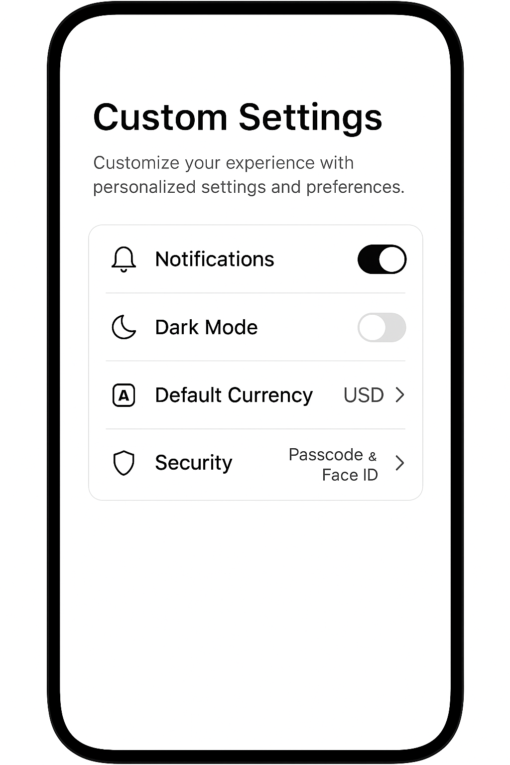 Custom Settings Screen